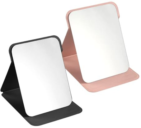 IFUDE 2 Stück Faltbarer Mini Spiegel mit Kortikale Schale,Kleiner Handspiegel für Handtaschen,Tragbarer Makeup Spiegel für Damen Zweiseitiger Schminkspiegel Ideal Für Alltag, Arbeit und Reisen