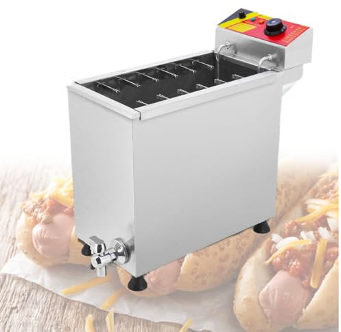 CWCQGH Cheese Hot Dog Machine, 25L Cheese Dog Fryer with Oil Drain, 2 Rows of 12 Hooks, Adjustable Temperature, Simple Panel, for Home Commercial