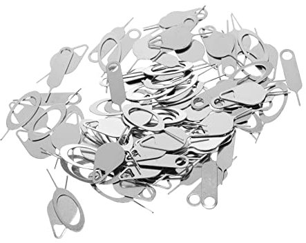 FONDOTIN 100pezzi Strumenti di Rimozione Sim in Acciaio per Espulsione Vassoio Pin Aguzzo Portatile e Leggero per Smartphone e Tablet Argento