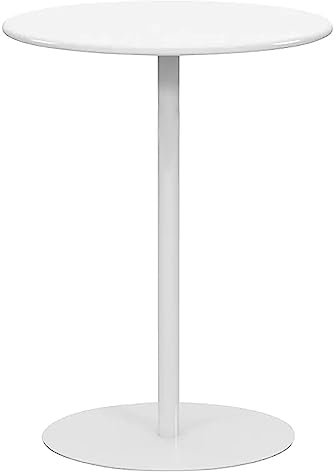 Runder Bistrotisch aus Metall für Garten, Esszimmer, Bistro, Hausbar, Innen-/Außenmöbel mit stabilem Fuß, weiß, 48 x 62 cm