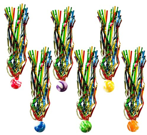 XDGBGFN 26 Stück Hüpfbälle für Kinder Springball mit Farbige Bänder Kinder Geburtstag Geschenke Birthday Party Mitgebsel Geburtstag Kinderparty Geschenktütenfüllung