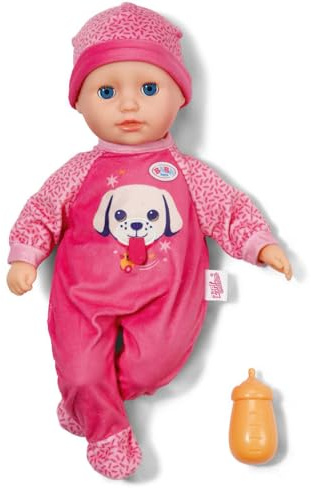 BABY Born Anna Pink 36 cm Stoffpuppe mit Schlafaugen und Fläschchen | Weicher Stoffkörper, pinker Strampler, ab 1 Jahr
