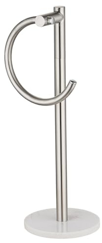 Soporte para toallas de mano cepillado independiente, estante de suelo con base de mármol pesado, ideal para baño y cocina, tocador, encimera, toalla