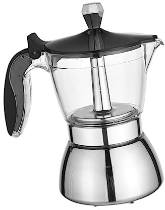 HOLIDYOYO Caffettiera per Espresso Acciaio Inossidabile Tazze Design Trasparente Compatibile con Induzione e Ristoranti