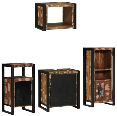 vidaXL Set di mobili per il bagno 4 pz Multicolore e nero