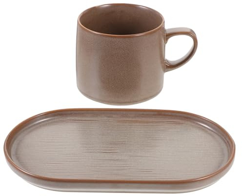 CONGARTENO Tazza da Colazione con Piattino Mug Decorativo Resistente Al Calore per e Bar Design e Multifunzione