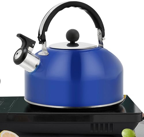 Bollitore da tè a fischio, bollitore alogeno sicuro, fischietto a vapore, compatibile con stufa a legna, bollitore in acciaio inox, bollitore per tè, caffè, acqua, cucina, ristorante, negozio, design