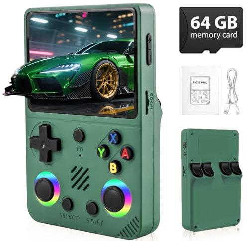 Colourbing RG36 PRO Retro Video Game Console - Support 30000+ Classic Video Games,3.5-Inch Screen,3000mAh Battery,Linux OS, Portable Game Console for Travel-Birthday Gift for Teens,Boy Friends(Green)