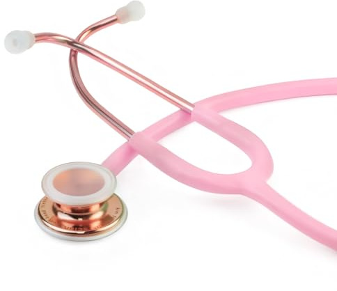 SCIAN Stéthoscope double tête avec embouts auriculaires pour étudiants en médecine, en acier inoxydable avec accessoires, classique léger pour médecins, infirmières, enfants et adultes (Rose)