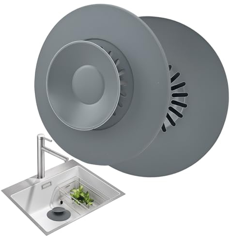 Badewannenstöpsel aus Silikon, grau, 2-teilig, für Drainage, langlebig, praktisch, einfach zu installieren, Universal-Badewannenzubehör, geeignet für alle Modelle