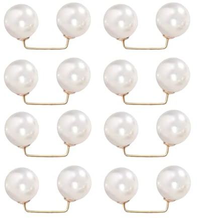 QUEENYARD Spille, 8 pezzi di perle artificiali per jeans e cinture, per abbigliamento, cardigan, colletto, clip per pantaloni, pantaloni, vestiti, gonne