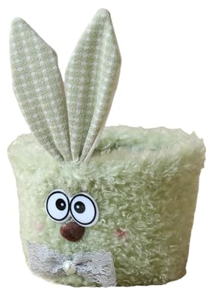 Cestas vacías para huevos de Pascua, cesta de felpa con flores de caramelo, decoración de fiesta, cesta de conejitos
