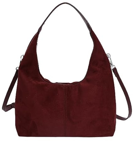 AVZYARDY Borsa a spalla in camoscio per donna, elegante borsa tote con zip, stile vintage morbido e capiente con tracolla regolabile, grande borsa a mezzaluna in camoscio per uso quotidiano e viaggio