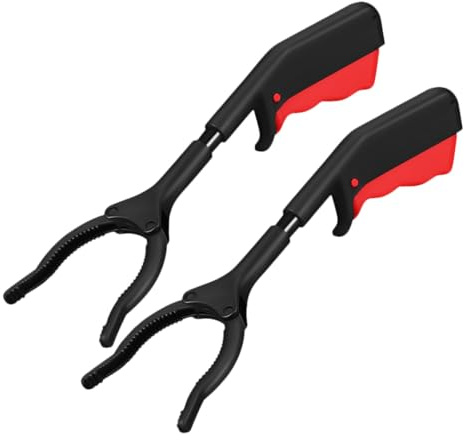 Pinza para Recoger Basura 2 Piezas de Hierro y Plástico | 28 Cm, Dientes de Precisión, Mango Ergonómico, Portátil y Compacta, Útil para Personas Mayores