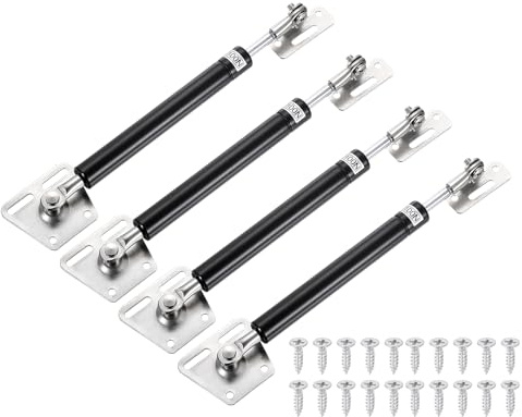 QUARKZMAN 4 Pz Bisagras Soporte Para Tapas Amortiguadores Gas 100N Bisagras Cierre Suave Para Tapas Plegables Soporte Automático Bajada Lenta Amortiguador Neumático Para Tapas Armario, Negro
