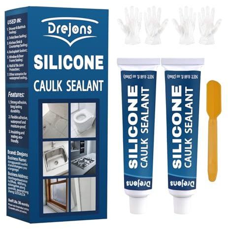 Drejons Clear Silicone Sealant Waterproof Silicone Caulk Stronger Adhesion for Kitchen and Bathroom, Window, Door