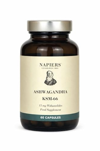 Napiers Ashwagandha KSM-66 Capsules - Root-Only Withania Somnifera Extract 300 mg - Standardised 5% Withanolides - 60 Vegan Capsules