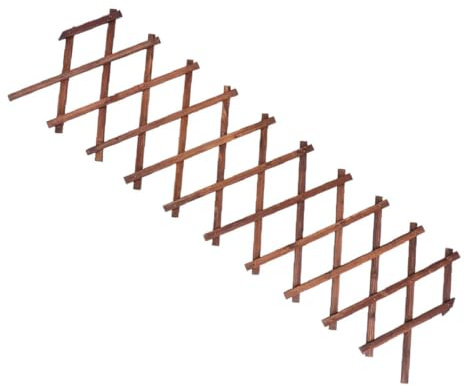GLEAVI Treillis de Jardin Extensible en Bois de Carbone 44x22 Cm, Support Mural pour Plantes Grimpantes et Vigne, Structure Résistante en Bois Carbonisé Anti-Corrosion, pour Balcon