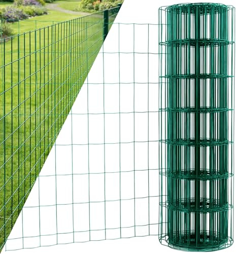 STREND PRO Zaun Gartenzaun 200cm Höhe | Länge 10 m | Grün Wildzaun | Maschenweite 100 x 50 mm | Verzinkt & PVC-beschichtet | Schweißgitter Zaunrolle | Maschendrahtzaun | Drahtzaun
