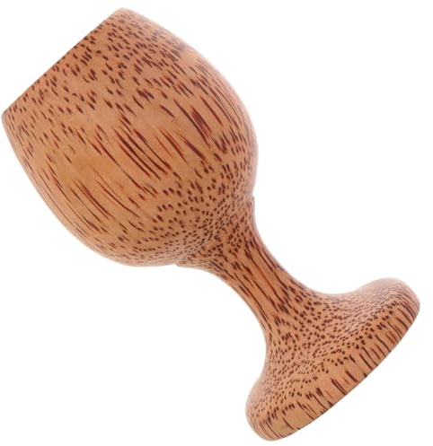 TOYANDONA Calice da Vino in Legno di Cocco Stelo Alto, Boccale per Vino e Tè Naturale Artigianale, Tazza da Campeggio Versatile per Casa e Esterni, Design Rotondo Elegante