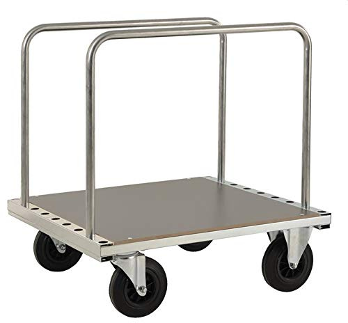 Plattenwagen - Transportwagen - Rollwagen mit 4 Vollgummi - Rädern - Tragfähigkeit: 500 kg - Industriequalität (Mit Bremse)