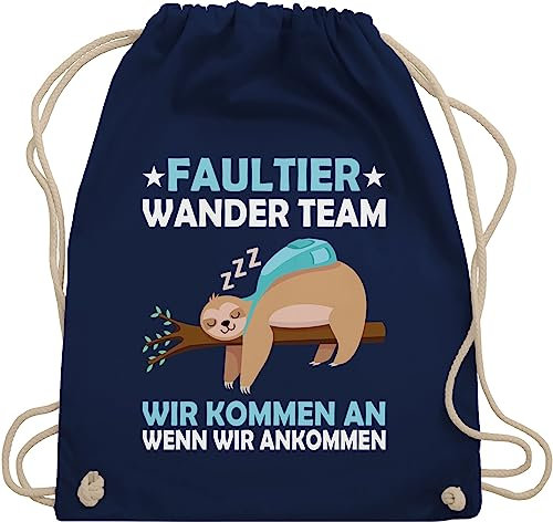 Turnbeutel Rucksack - Sprüche Statement mit Spruch - Faultier Wander Team Hiking - Unisize - Navy Blau - geschenke für wanderer beutel+rucksack+mit+sprüchen sprueche sloth beutel faultieren