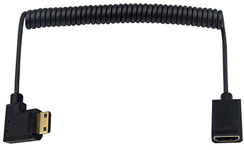 Duttek Cable mini HDMI a HDMI, cable en espiral HDMI a mini HDMI, cable adaptador mini HDMI macho a HDMI hembra, compatible con 1080P Full HD, 3D 1.8M/6 pies