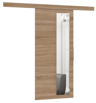 Mirjan24 Système de porte coulissante Multi III avec fermeture automatique, kit complet pour portes coulissantes, cloisons intérieures (Sonoma/Miroir, modèle 80)