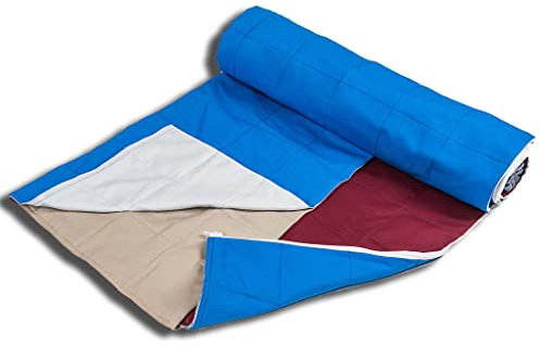 Sensory Owl Manta Pesada para Adultos Parejas Manta Ponderada De Algodón con Granulado De Vidrio Terapéutica Antiestrés Transpirable Y Cálida 200 x 200 cm Azul 14 kg