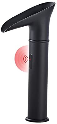Retro Infrarot Wasserhahn Bad Kaltwasserhahn Waschtischarmatur Sensor Wasserhahn für Waschbecken Bad Waschbeckenarmatur für Badezimmer,Schwarz,Waschtischarmatur Hoch