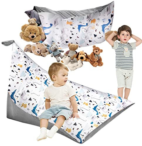 DBREAKS Sedia con sacco di fagioli di peluche Sedia, Sedia con Sacchetto di Fagioli di Peluche per Bambini, 200L Sacco Poltrona, per bambini, in morbido velluto, pieghevole(Motivo a dinosauri)
