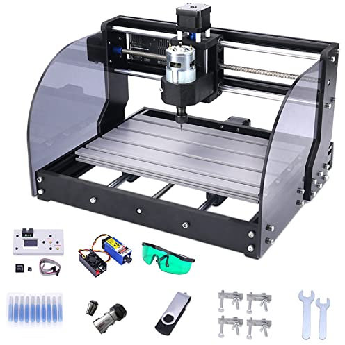 CNC 3018 PRO MAX Machine De Gravure, Mini DIY Routeur Fraiseuse Commande GRBL Graveuse Laser 3 Axes Pour Plastique, Bois, Acrylique, PVC, XYZ Zone De Travail 300x180x40mm,10W