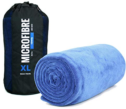 Immaculate Textiles Extra Large Microfibre Beach/Travel/Swim Towel for Adults - 2x1m - 400GSM (Blue)