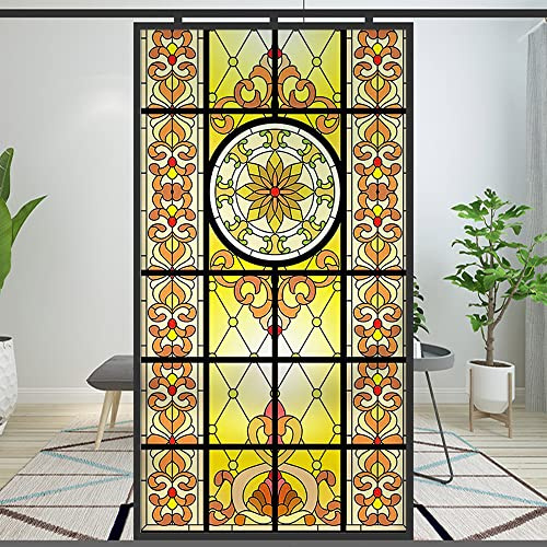 Lumanduo - Pellicola per finestre a vetro decorativa, stile chiesa europea, vetro smerigliato, statica, motivo: a macchie, adesivo per finestre (Modello 9,27x63 (69x160 cm))