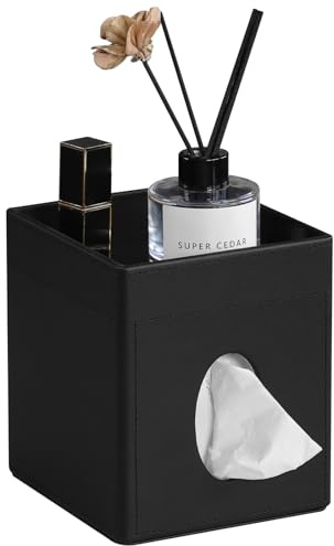 Cretkhp PU Leather Tissue Box Cover Square Tissue Box Holder Tissue Holder
