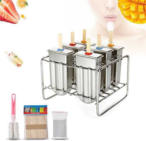 Molde de Paletas, Molde de Helado de Acero Inoxidable, Fabricante de Paletas de Hielo con Palitos de Paletas y Base de Soporte de Palitos para Niños y Adultos
