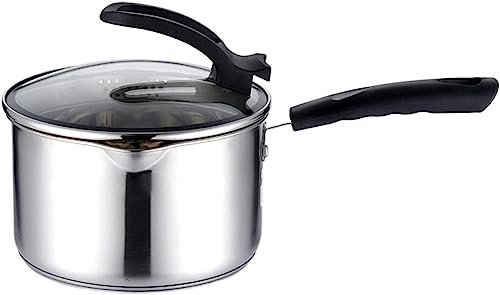 MbeLLO Nonstick Milk PanMilk Pan,Cooking pots,Milk Pan with Glass Cover Stainless Steel Thicken Soup Pot Household Cooking Pot Baby Food Supplement Pot Small Pot