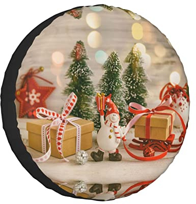 Xmas Tree Ball Stars Printed Tire And Wheel Protector, Universal Wheelhouse Suitable For Many Vehicles