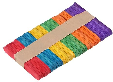 EXCEART Holz Stöcke Für Kinder Handwerk 50 StüCk Bunte HolzstäBchen FüR DIY Eisstiele FüR Kinder BastelstäBchen FüR Modellbau Und Kreative Projekte