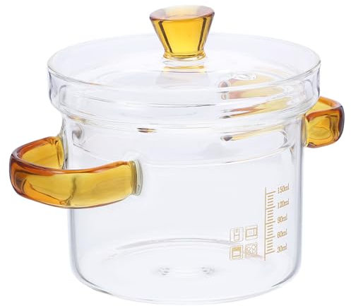 UPKOCH Glass Cooking Pot with Lid Stovetop Pot Glass Saucepan Simmer pourri Simmer with Lid Borosilicate Cookware for Soup Milk Pasta Noodles 400ml