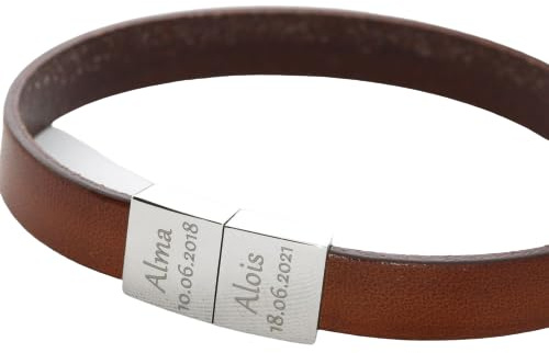 Armband Leder Herren braun Gravur Lederarmband für Männer Koordinaten Herrenarmband Namen Armband mit Namen Herrenschmuck personalisiert Männerschmuck