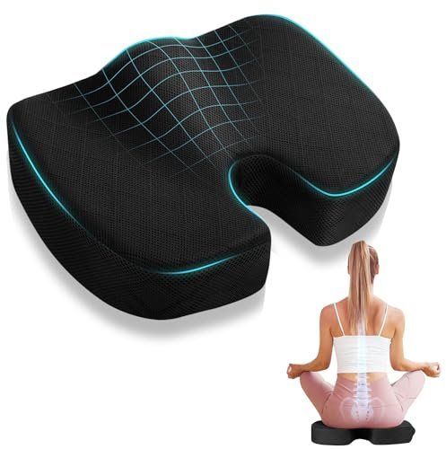 Sightday Chair Cushions,Coccyx Cushion For Tailbone Pain,Non-Slip Seat Cushion Memory Foam Seat Cushions For Long Sitting Office Chair Cushion,Wheelchair,Gaming Chair and Car Seat Cushion(Black)