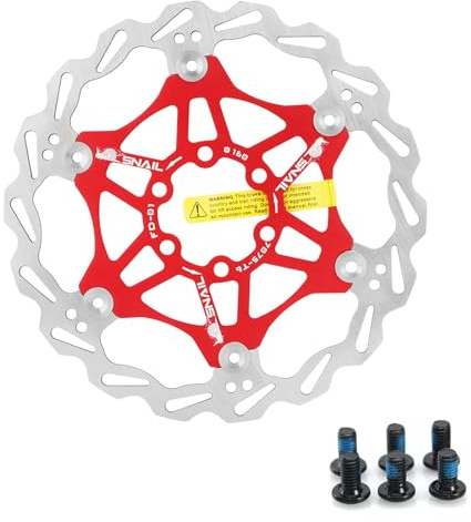 Yongness Schwimmende Mountainbike-Bremsscheibe, hydraulischer Bremsscheibenrotor 160 mm, 180 mm, 203 mm mit 6 Schrauben, geeignet für Rennräder, MTB, BMX, Fahrradteile (Rot, 160mm)