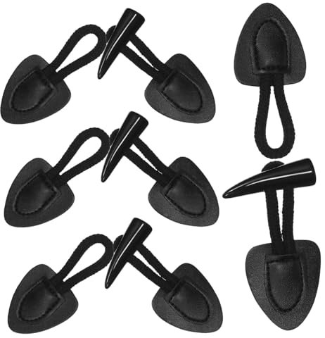 NUOBESTY Knöpfe Annähen 4 Paare 4 Paar Mantelhornknöpfe (A-Stil schwarz) Nähen von Knebelknöpfen Knebelknöpfe nähen Mäntel Hupenknopf Knebelverschluss Hörner Schnalle Trompete Baumwollseil