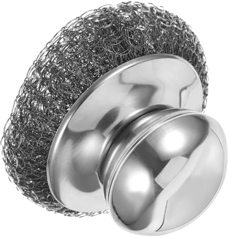MAGICLULU 304 Stainless Steel Dish Scrubber Brush Heavy Duty Steel Wool Pot and Pan Cleaner Ergonomic Handle Non-Scratching Multipurpose Kitchen Dishwashing Brush for Frequent Use