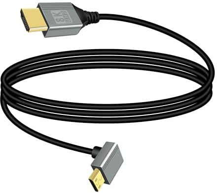 RIIEYOCA 8K Mini HDTV auf HDTV Adapter Kabel, 90 Grad nach oben gewinkelt Mini HDTV Stecker auf HDTV Stecker 8K@60Hz 4K@120Hz 48Gbps High Speed HDTV 2.1 Verbindungskabel (1M)