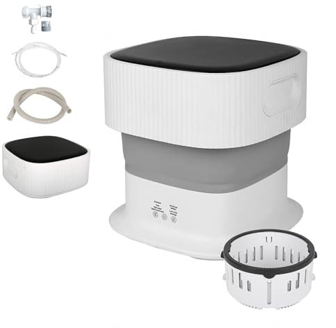 HAZARA Lavatrice Portatile Pieghevole, 9L Lavatrice Pieghevole Portatile Ingresso E Uscita Automatici dell'Acqua ， Lavatrice Campeggio per Appartamento,Dormitorio,Campeggio,Camper