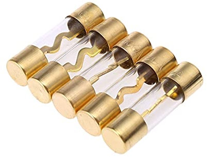 5 Stück vergoldetes Glas AGU-Sicherung Sicherungen Pack Auto-Audio-Verstärker 60/80/100 AMP(Color:100 Amp)