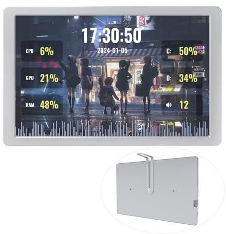 Waveshare 8inch USB Monitor 1280x800 Pixel AIO LCD Screen PC Case Secondary Screen Desktop RGB Ambient Screen IPS Panel With Music Spectrum Analysis Function Type-C Interface CNC Metal Case, Silver