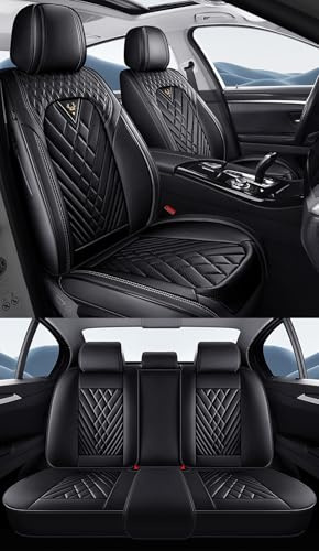 NOBQUA Autositzbezüge Universal Set, Leder Autositzbezug Komplettset, Vordersitze & Rückbank，Universal Fit für die meisten PKW, SUV, Limousinen und LKW